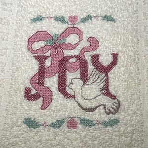 Vintage Christmas cross stitch hand towel